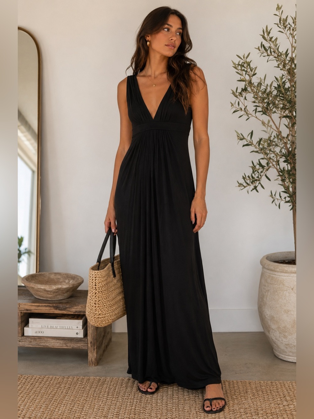 Banana Republic Black Sleeveless Maxi Dress Size Small